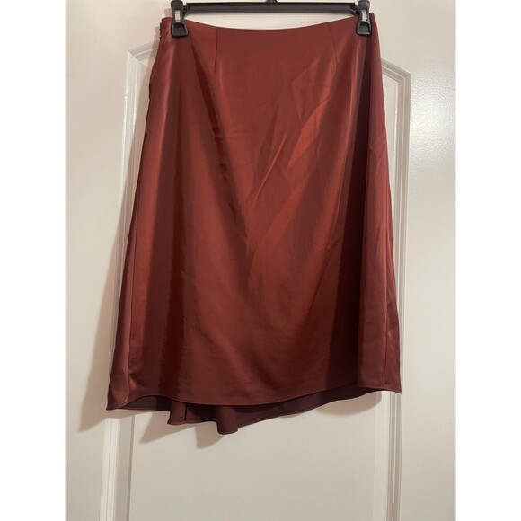 Theory Women’s Twisted Satin Midi Skirt size 6 NWT Brown Elegant Old Money - Picture 7 of 10